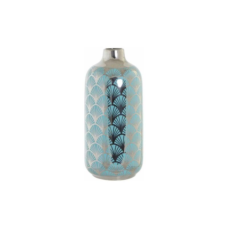 Vase porcelaine 15x15x41,5 chrome turquoise