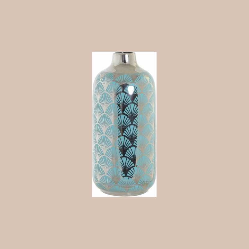 Vase porcelaine 15x15x41,5 chrome turquoise