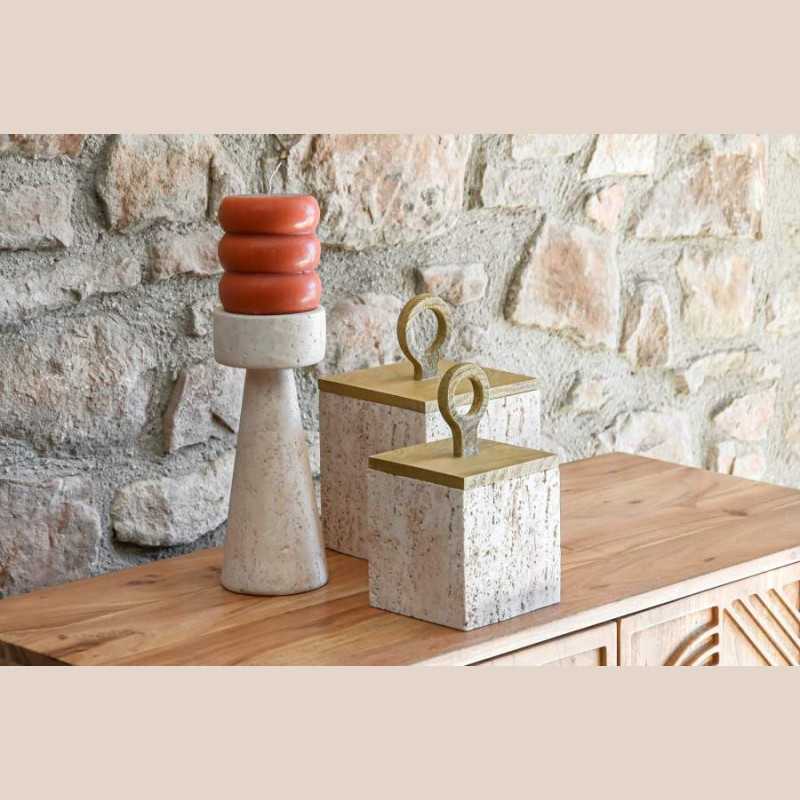 Chandelier résine 10x10x24 imitation marbre beige