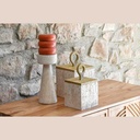 Chandelier résine 10x10x24 imitation marbre beige