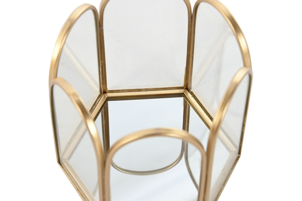 Boîte bijoux verre métal 9,2x8,2x9,5 doré
