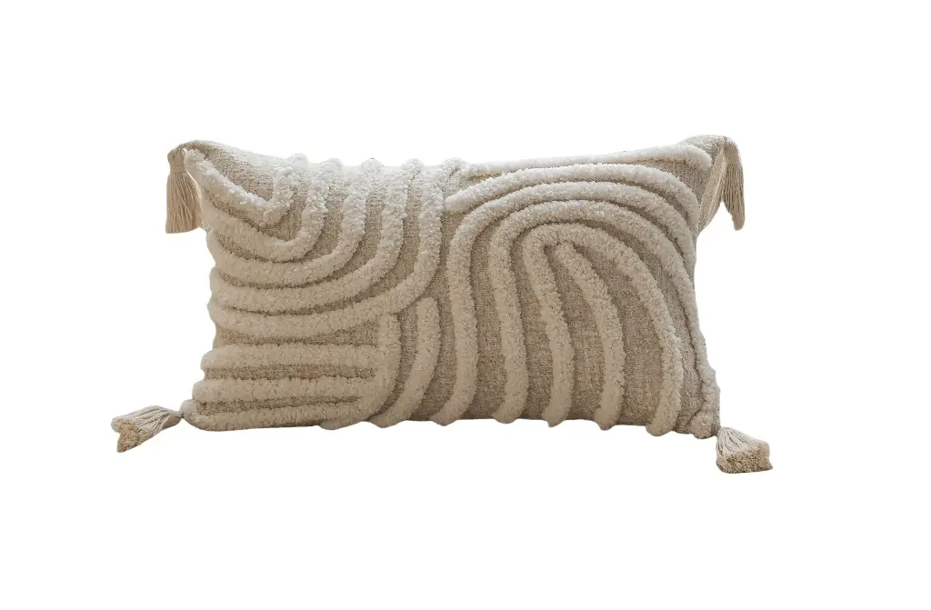 Coussin cozy géometrie  kaki 30x50cm