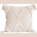 Coussin chiné marron clair pompons 45x45cm