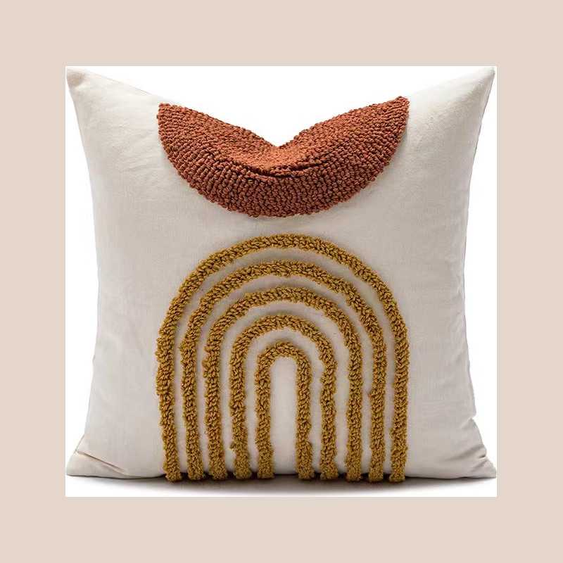 Coussin timeless beige/rouille 45x45cm