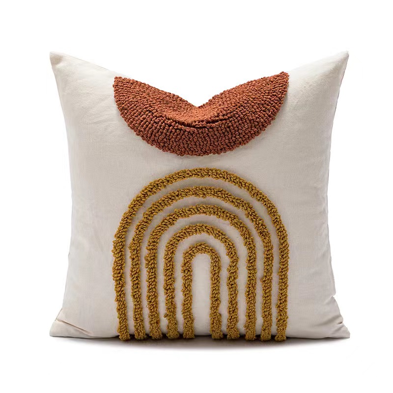 Coussin timeless beige/rouille 45x45cm