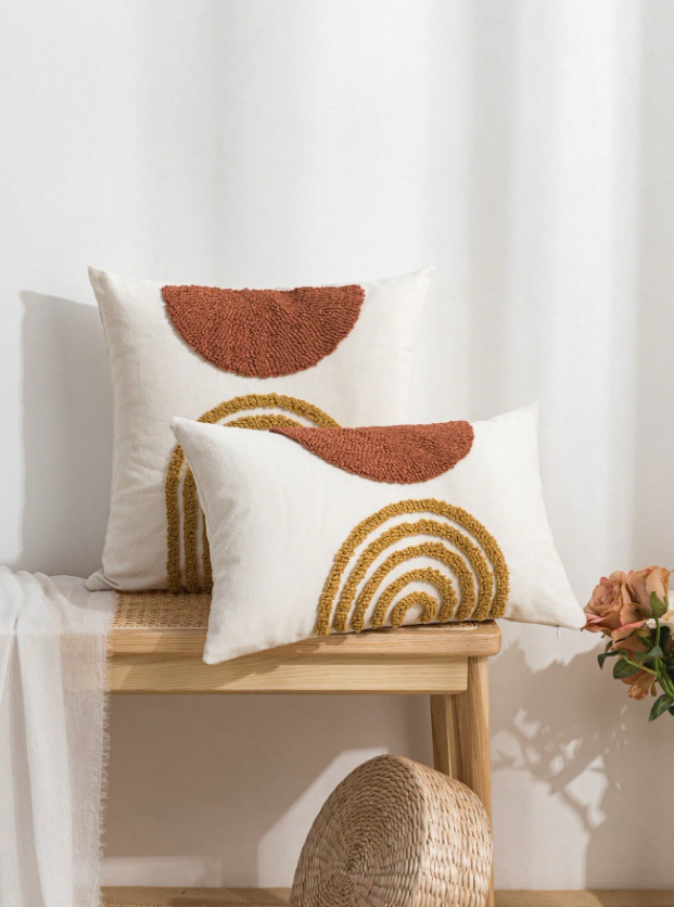 Coussin timeless beige/rouille 30x50cm