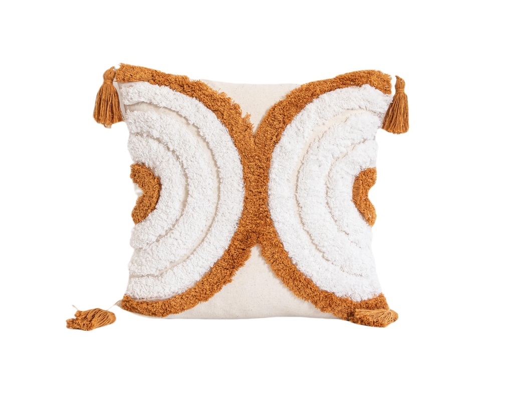 Coussin harmonious tufts beige/caramel 45x45cm