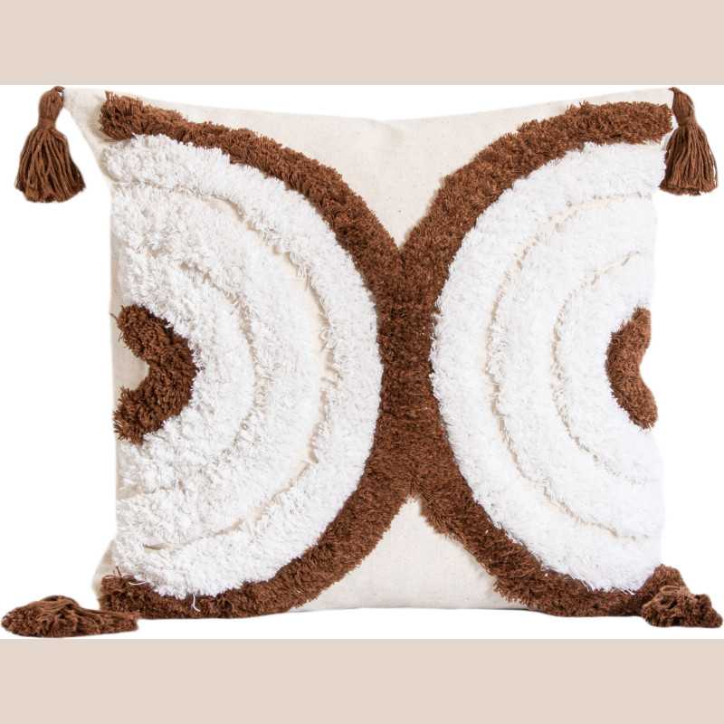 Coussin harmonious tufts beige/cafe 45x45cm