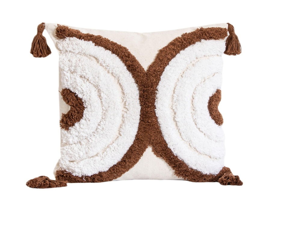Coussin harmonious tufts beige/cafe 45x45cm