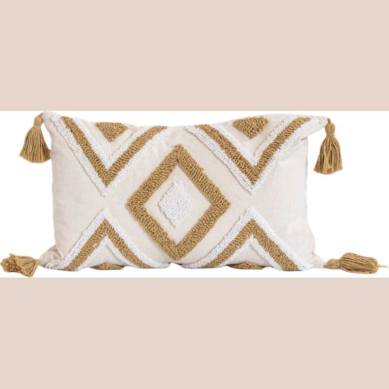 Coussin elegant tufts blanc / marron 30x50cm