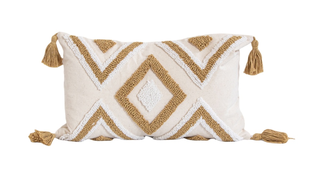 Coussin elegant tufts blanc / marron 30x50cm