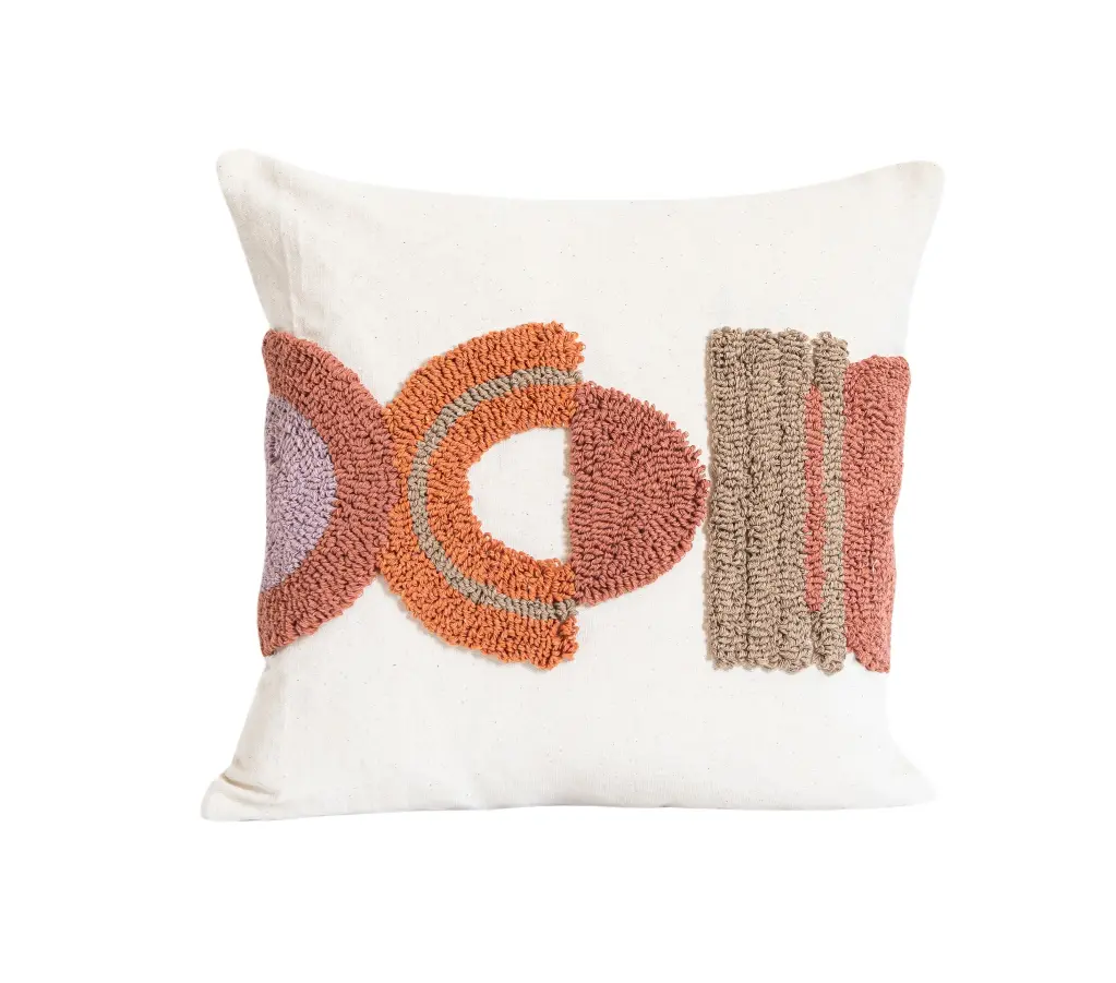 Coussin vibes beige/rouille 45x45cm