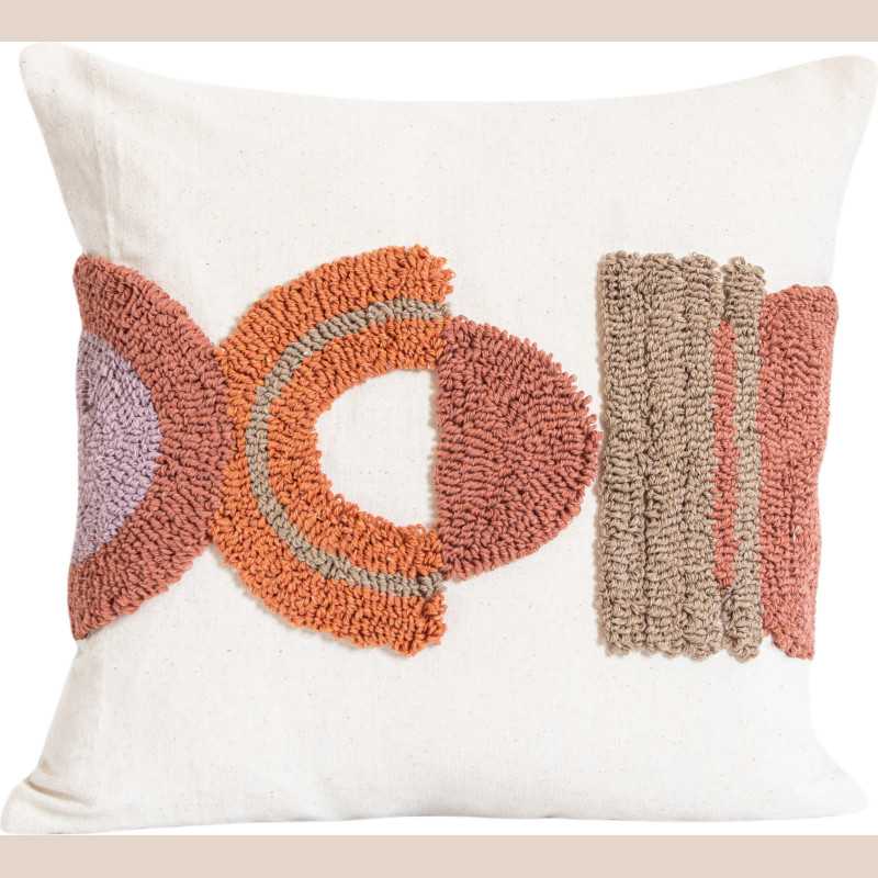 Coussin vibes beige/rouille 45x45cm