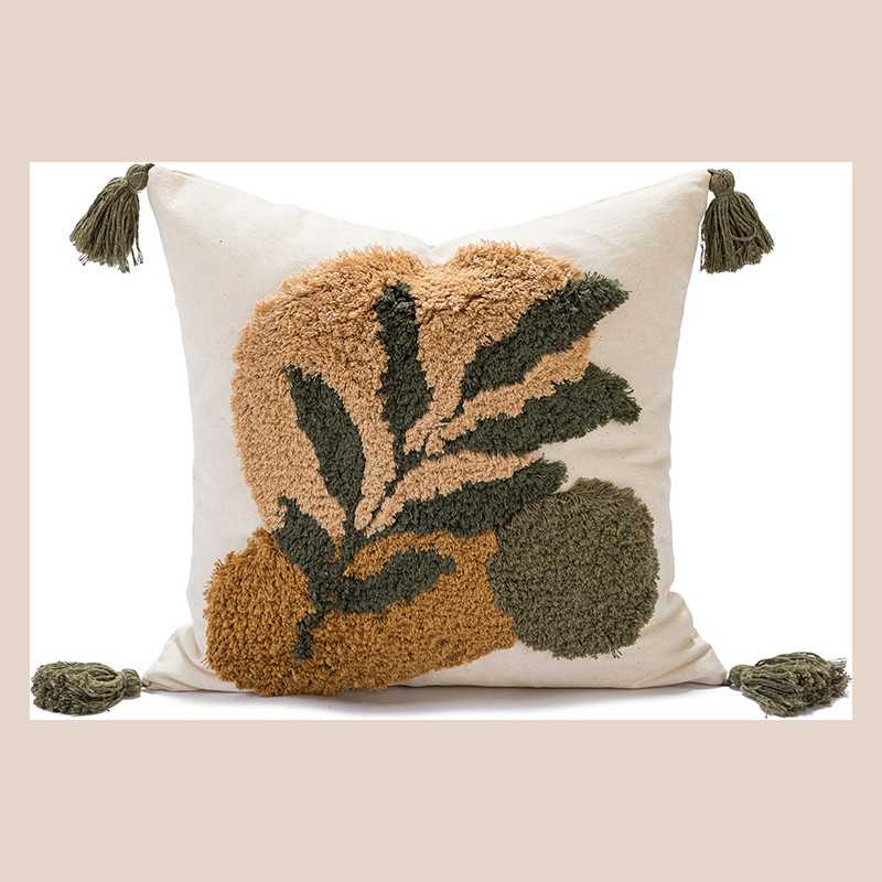 Coussin willa naturel/ vert