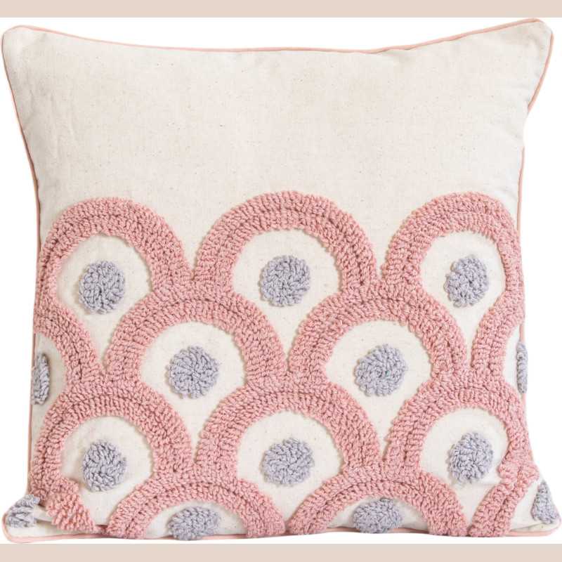 Coussin modern elegance beige/rose 45x45cm