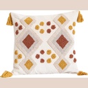 Coussin cozy patterns blanc/marron 45x45cm