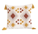Coussin cozy patterns blanc/marron 45x45cm