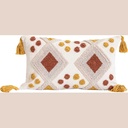 Coussin cozy patterns blanc/marron 30x50cm