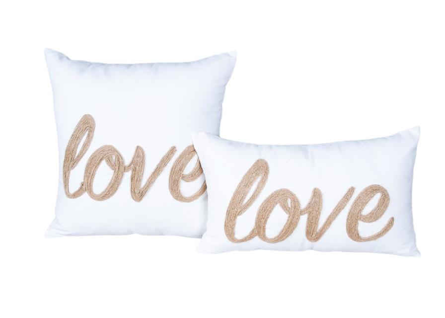 Coussin love naturel/jute