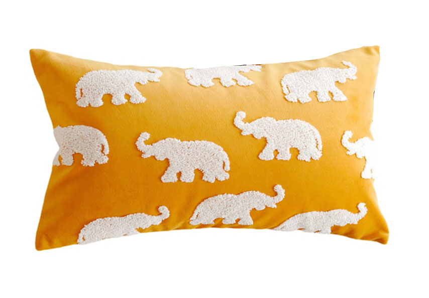 Coussin elephant moutarde 45x45
