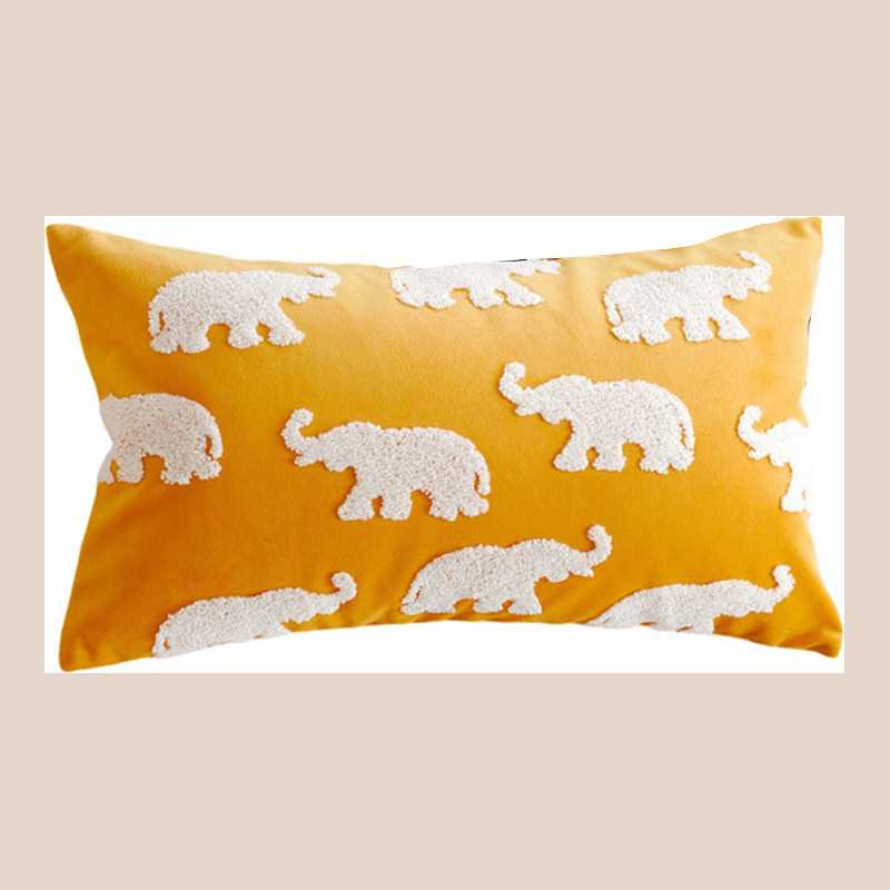 Coussin elephant moutarde 30*50