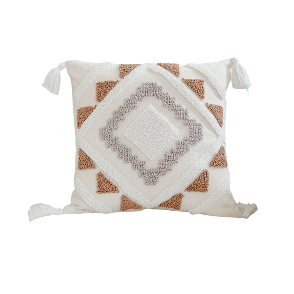 Coussin luxe tuft marron 45x45cm