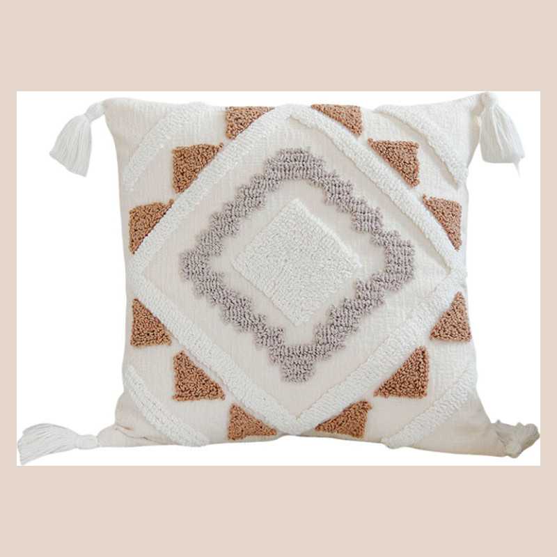 Coussin luxe tuft marron 45x45cm