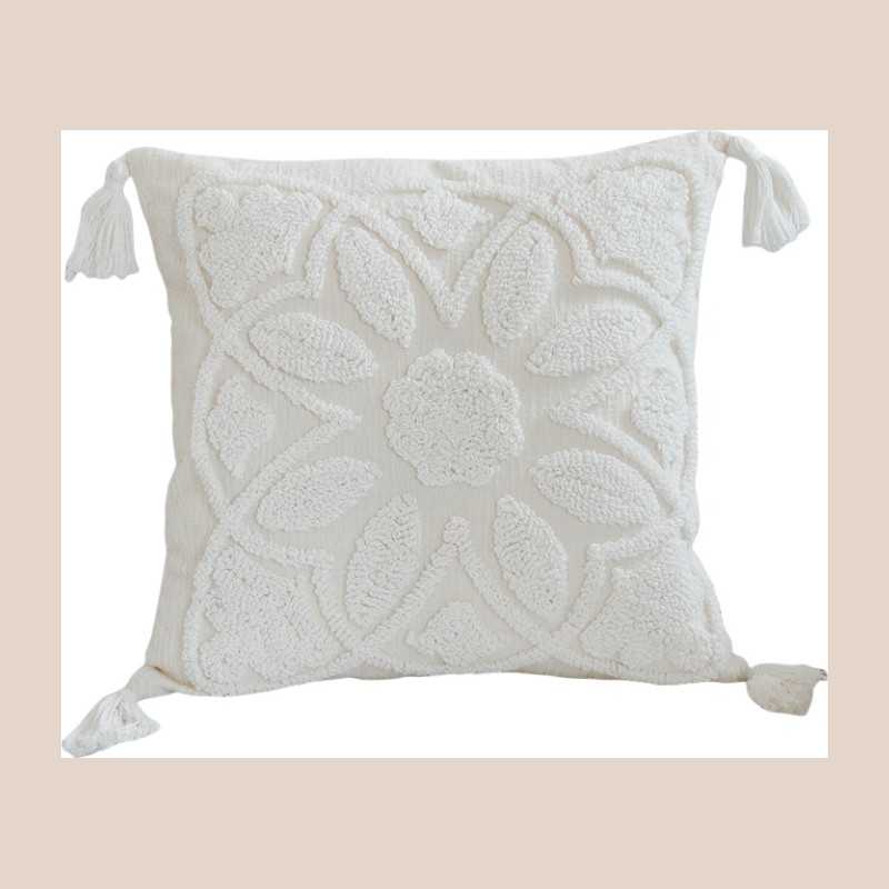Coussin mandala abstracts blanc 45x45cm