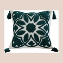 Coussin mandala blanc vert 45x45cm