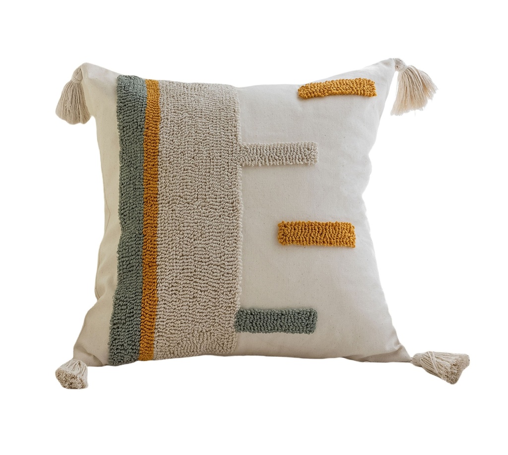 Coussin contemporain texture marron/vert 45x45cm