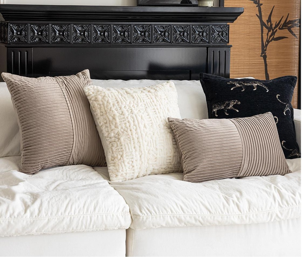 Coussin "velours du soir" blanc cassé - 45x45 cm 