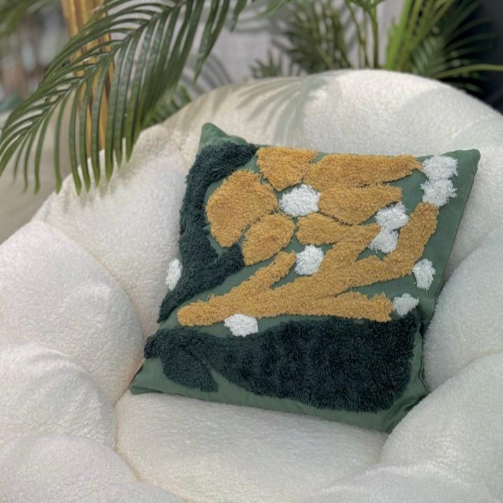 Coussin "espace zen" vert /marron - 45x45 cm 