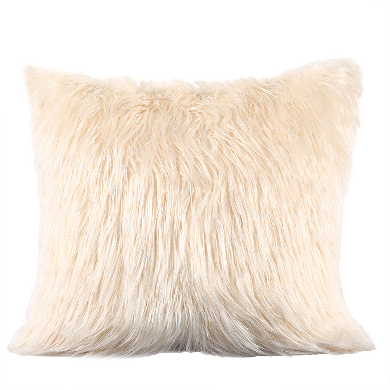 Coussin "douce fourrure" beige - 45x45 cm 