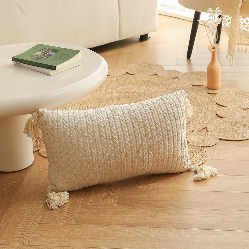 Coussin valentina rectangle blanc cassé - 75*30*50cm