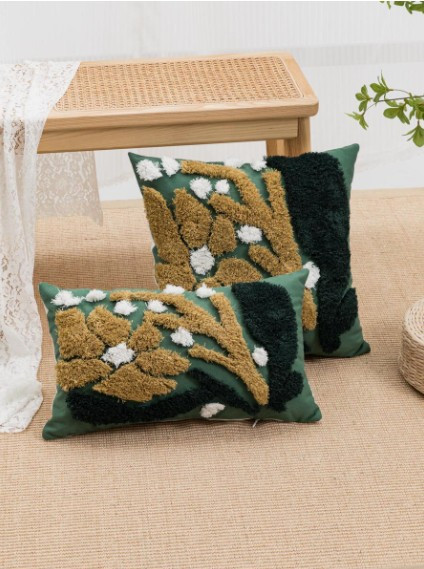 Coussin gabriela rectangle vert /marron - 75x30x50cm