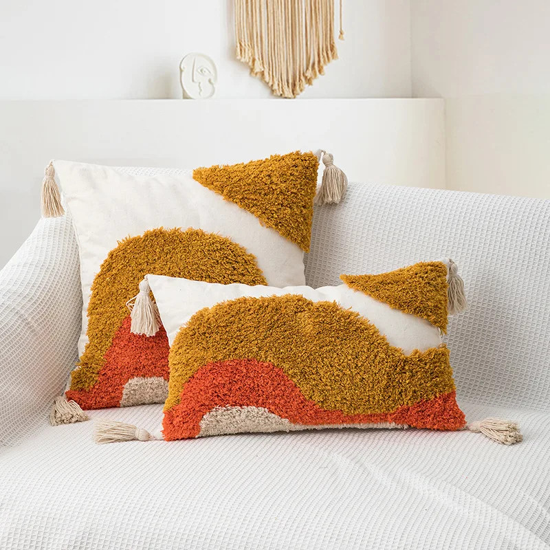 Coussin paula carré brun/orange - 75x45x45cm