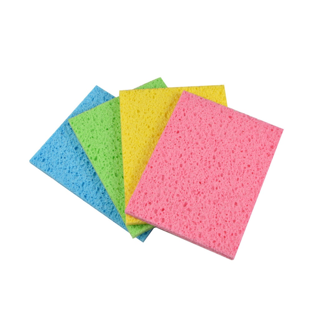 Set de 4 eponges multi usage cellulose vegetale 15x12x1cm