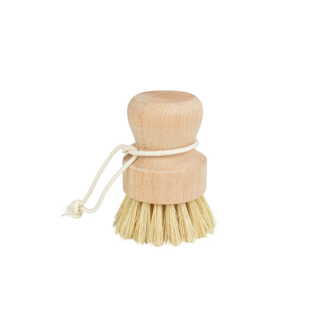 Brosse vaisselle ronde bois d6cm nature vintage