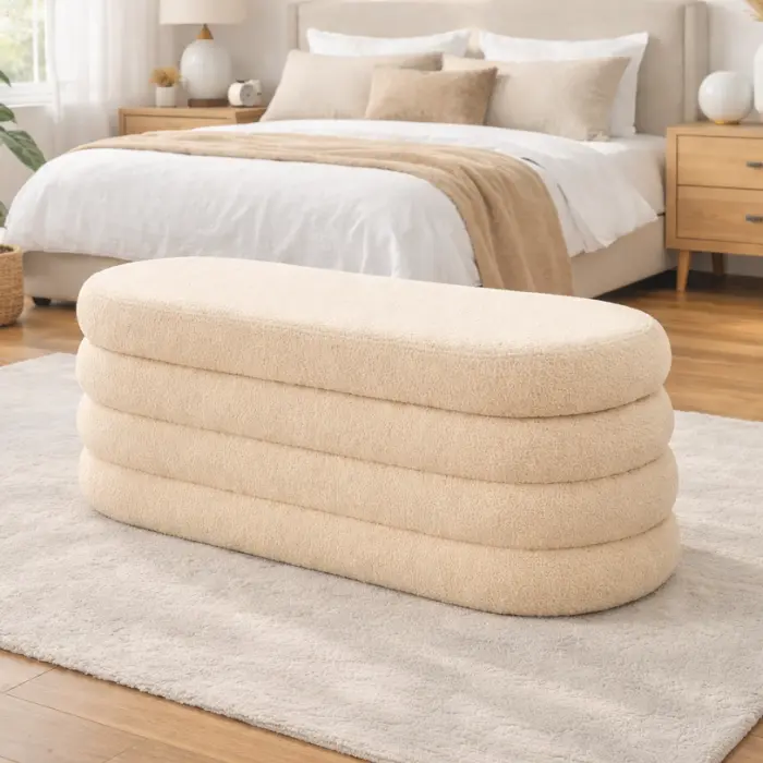 Pouf "tessa" beige grand modèle