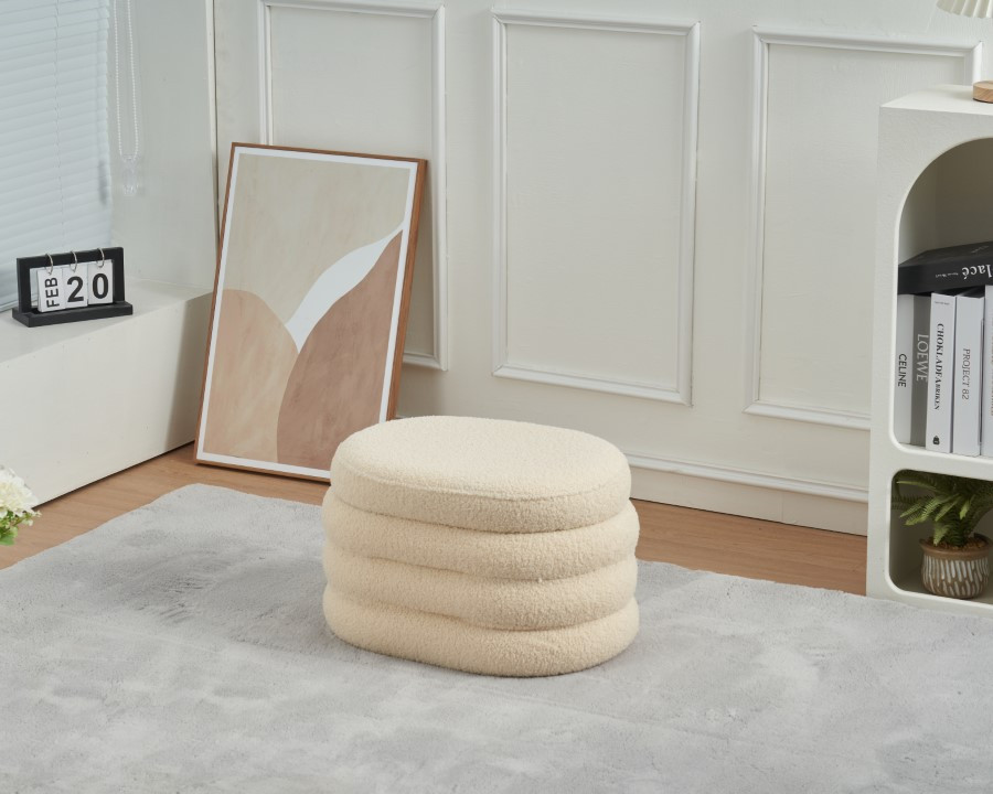 Pouf "tessa" beige petit modèle