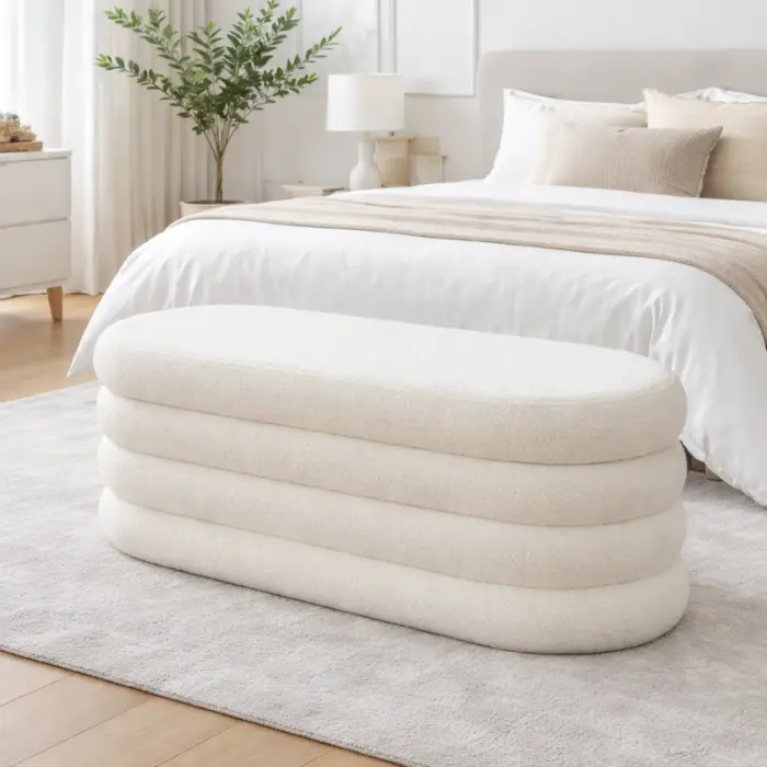 Pouf "tessa" blanc grand modèle