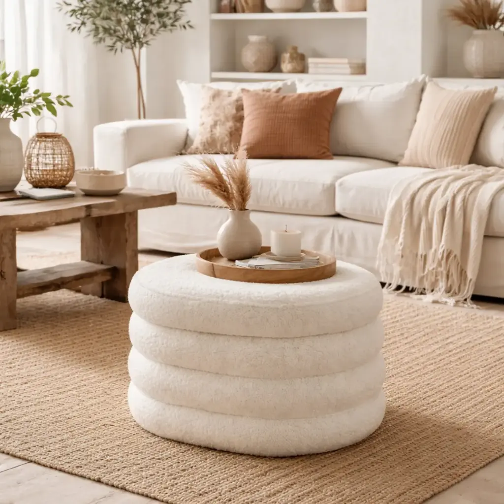 Pouf "tessa" blanc petit modèle