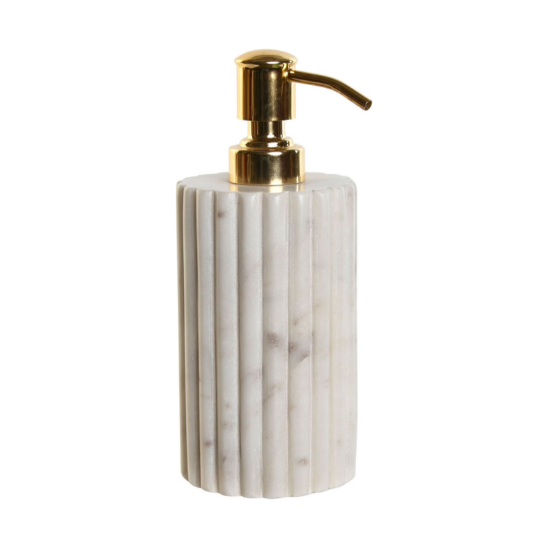 Doseur marbre métal 8x8x20 blanc