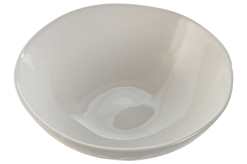 Assiette gres émaillé 18,5x18,5x5,8 ondulé blanc