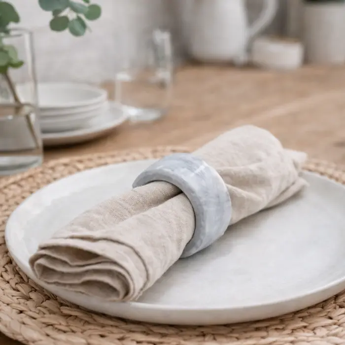 Ensemble de 4 porte-serviettes en marbre 4,8x4,8x3,3 blanc