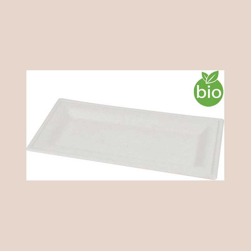 Plateaux canne rectangle blanc 35 x 25cm