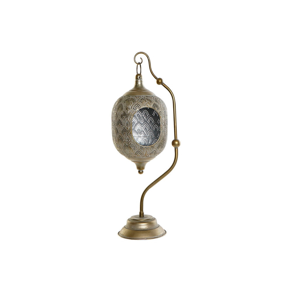 Bougeoir métal verre 20x15x51 suspendu doré
