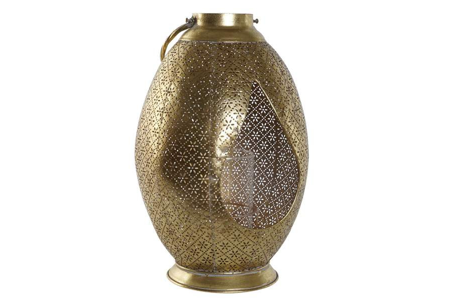 Bougeoir métal verre 24x24x38,5 doré