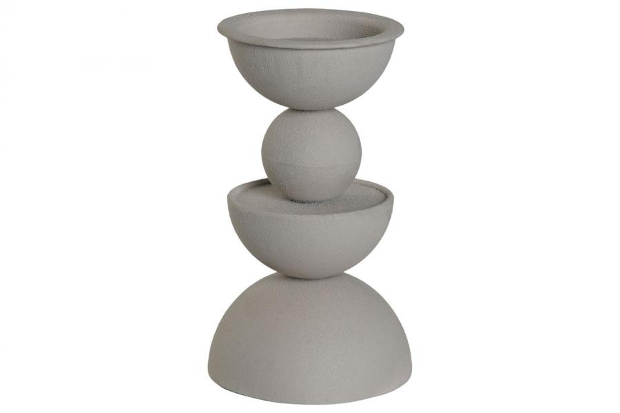 Bougeoir métal 12,5x12,5x22 ridé blanc