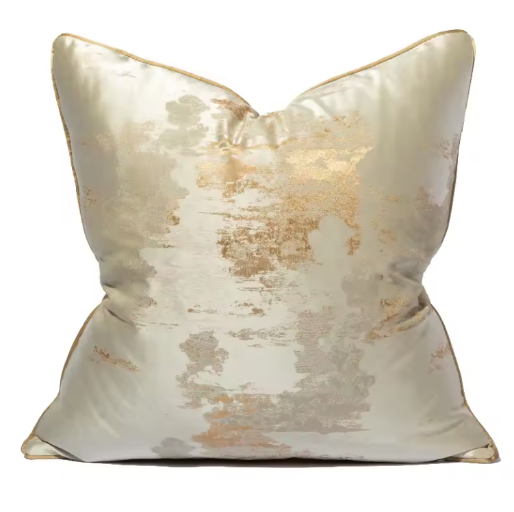 Coussin or et bronze jacquard 45x45